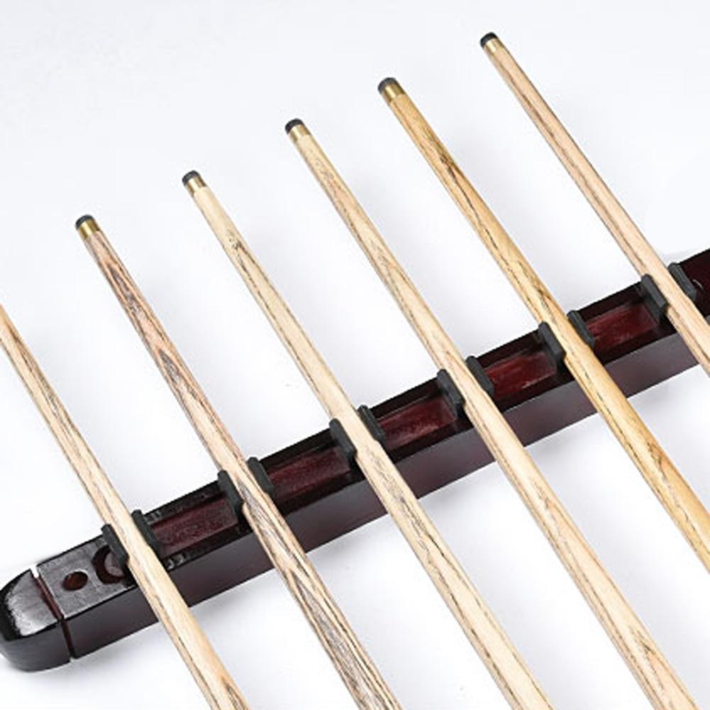1 Set Billiard Pool Snooker Table Wall Mount Hanging Professional 6 Cue Sticks Solid Wood Rack Holder 39 x 4 x 3cm