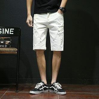 ENWAYEL Summer Black White Casual Jeans Shorts Men Trousers Fashion Hole Ripped Distressed Short Denim Male Hip Hop Streetwear