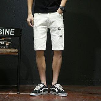ENWAYEL Summer Black White Casual Jeans Shorts Men Trousers Fashion Hole Ripped Distressed Short Denim Male Hip Hop Streetwear