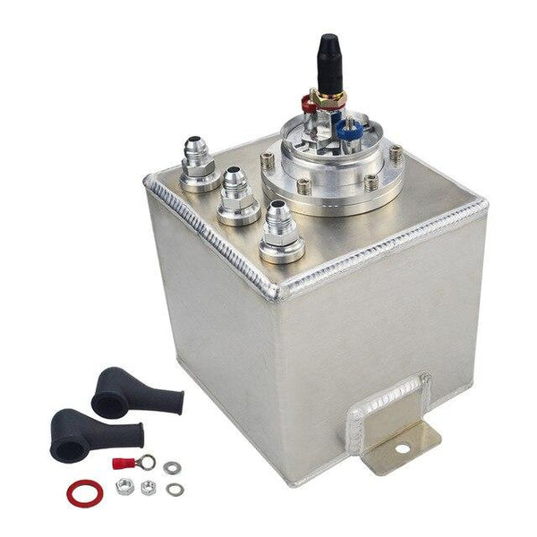VR RACING - 2L BLACK BILLET ALUMINUM FUEL SURGE TANK / SURGE TANK + HIGH QUALITY EXTERNAL 044 FUEL PUMP VR-TK8344BK