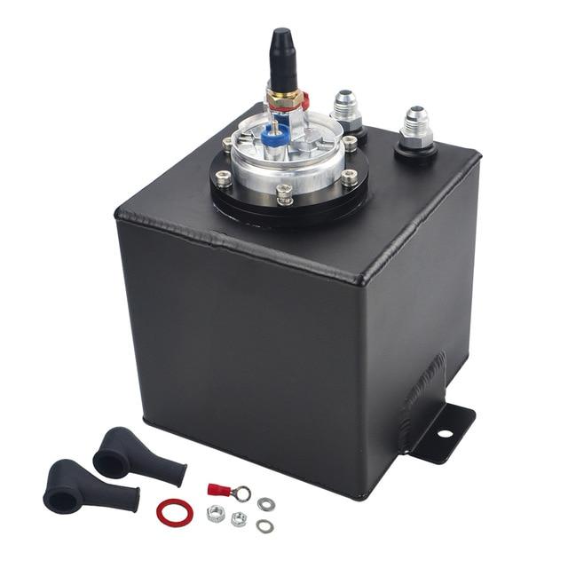 VR RACING - 2L BLACK BILLET ALUMINUM FUEL SURGE TANK / SURGE TANK + HIGH QUALITY EXTERNAL 044 FUEL PUMP VR-TK8344BK