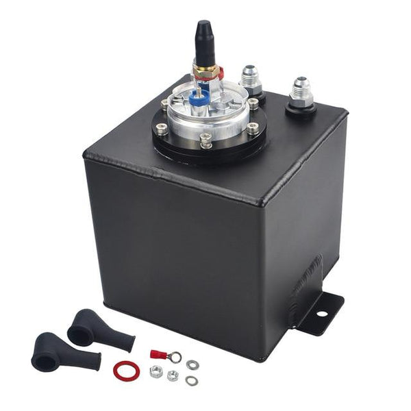 VR RACING - 2L BLACK BILLET ALUMINUM FUEL SURGE TANK / SURGE TANK + HIGH QUALITY EXTERNAL 044 FUEL PUMP VR-TK8344BK