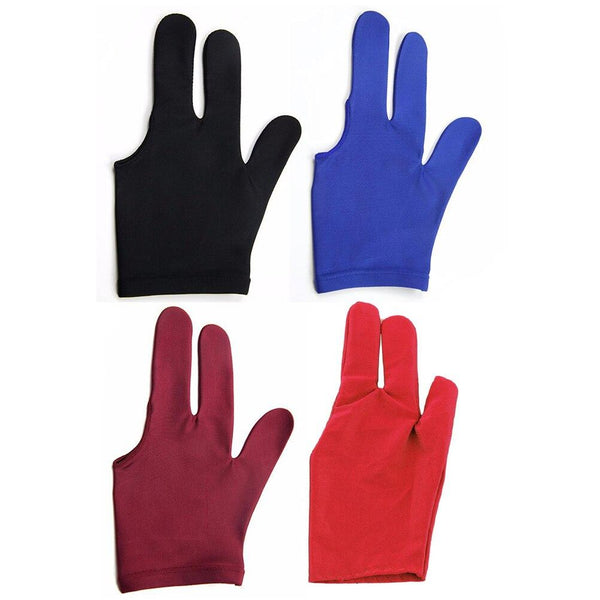 1Pc 3 Fingers Durable Nylon Glove for Billiard Pool Snooker Cue Shooter Black Blue Purple Red Colors