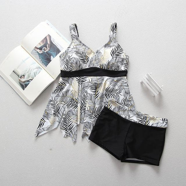 Women Swimwear Large Size 2018 Tankini Ladies Top Bikini+swim Short Two Pieces Tankini Plus Size Fat Women Swimsuits Beachwear