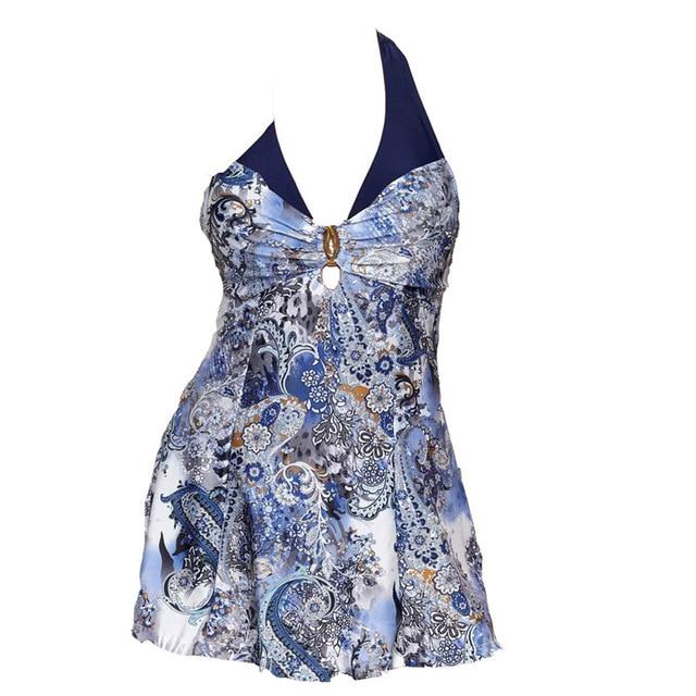 2019 New Separate Bikini Plus Size Tankini set Women Swimwear Two Piece Print Halter Swimsuit Swimming Dress Bathing Suit S--5XL
