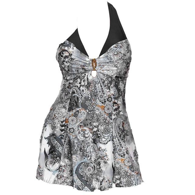 2019 New Separate Bikini Plus Size Tankini set Women Swimwear Two Piece Print Halter Swimsuit Swimming Dress Bathing Suit S--5XL