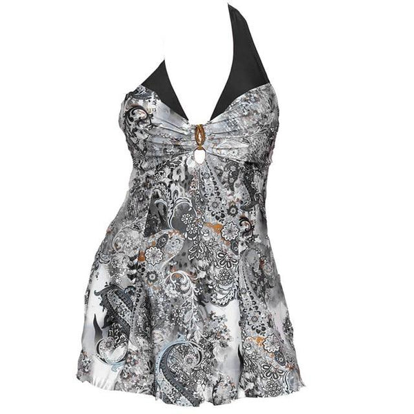 2019 New Separate Bikini Plus Size Tankini set Women Swimwear Two Piece Print Halter Swimsuit Swimming Dress Bathing Suit S--5XL