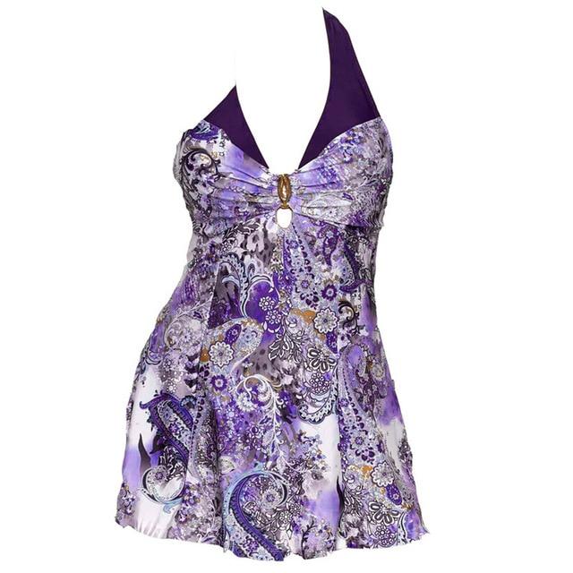 2019 New Separate Bikini Plus Size Tankini set Women Swimwear Two Piece Print Halter Swimsuit Swimming Dress Bathing Suit S--5XL