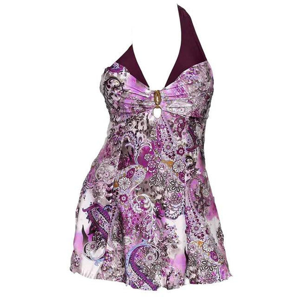 2019 New Separate Bikini Plus Size Tankini set Women Swimwear Two Piece Print Halter Swimsuit Swimming Dress Bathing Suit S--5XL