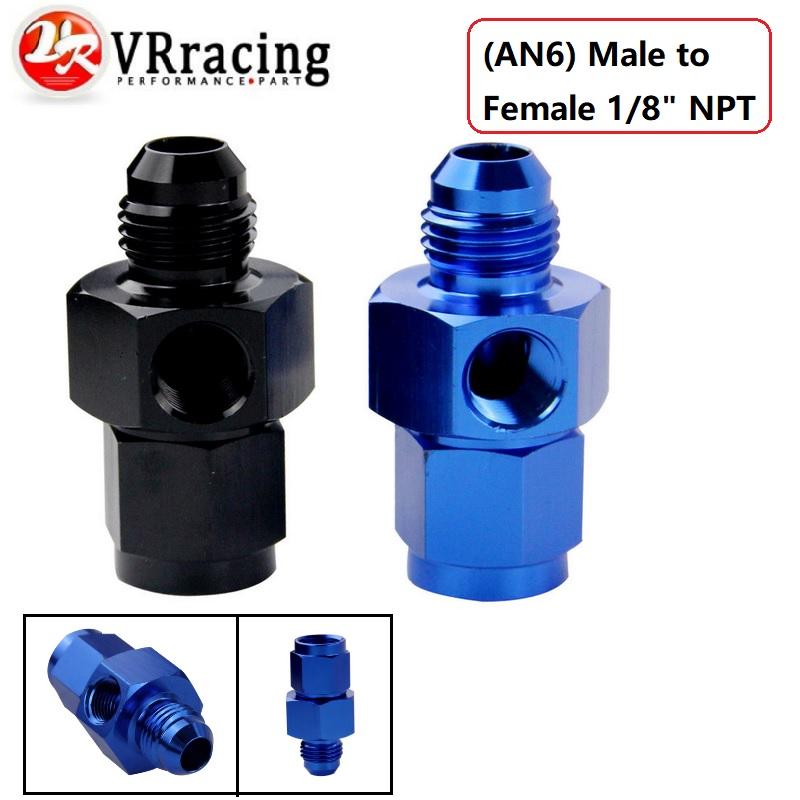 VR RACING - AN -6 (AN6) Male to Female 1/8" NPT Gauge / Sensor Side Port Adapter Black or Blue VR-SL9192-06