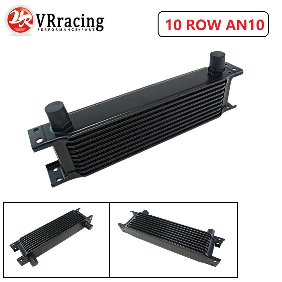 VR RACING - New Style Aluminum Universal Engine transmission AN10 Oil Cooler 10rows Black VR7010-2BK
