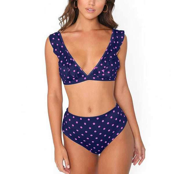 Swimsuit Swimwear Two Pieces Swimming Suit For Women Dot Ruffle High Waist Bikini Swim Suit Bikini Set 2019 Women's Bathing Suit