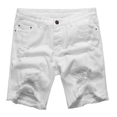 Summer new men's white hole denim shorts jeans metrosexual man ripped holes fashion new design European style brand K772