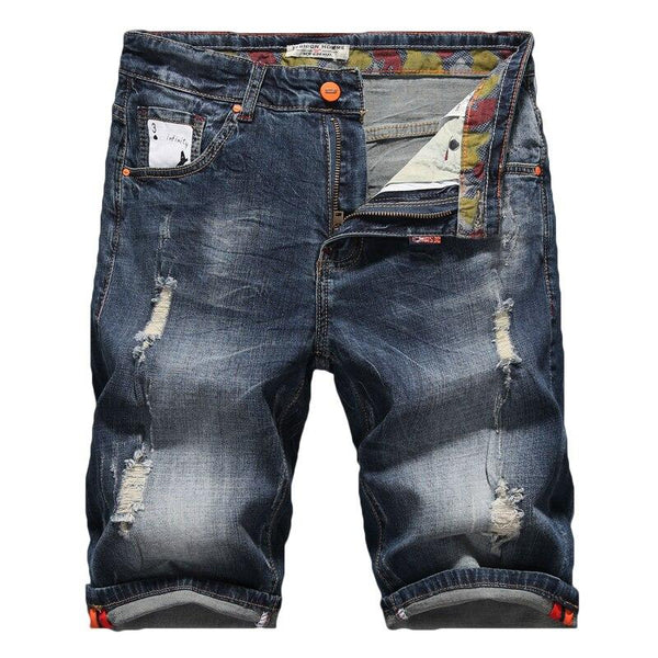 Brand Men's Denim Shorts 2019 Summer New Style Fashion Casual High Quality Elastic Slim Fit Ripped Jeans Male Clothes