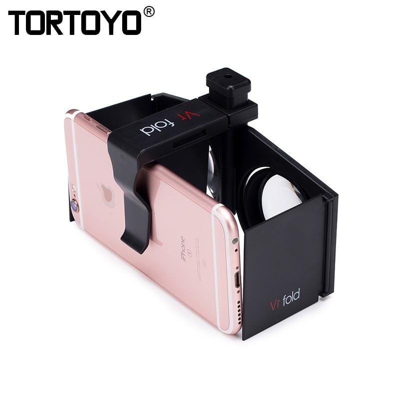 Portable VR Fold V1 Google Cardboard BOX Foldable Virtual Reality 3D VR Glasses Movies Games for 4.5"-6" Android iOS Smart Phone