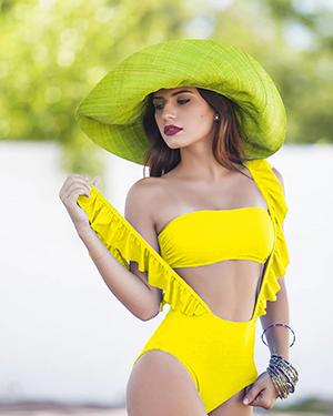 Special Style Blue Solid Two Pieces Separate Swimming Suits Bandeau Ruffles Suspenders Maillot de bain High Waist Hot Bikini A17