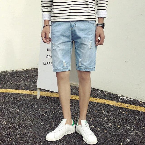 Denim Shorts Men Nice Summer Casual Men Short Ripped Jeans For Men Fashion Bermuda Masculina Beach Board Shorts Knee Length K258