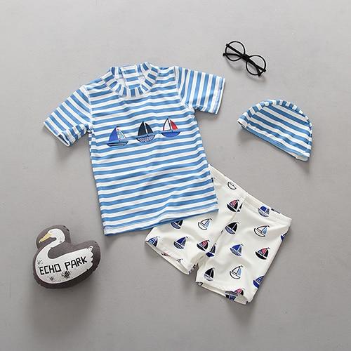 Boys Swimsuit New 2019 Children's Swimwear Swimsuit For Kids Boys Two Piece Swimming Suits Shirts Pants Boys Swimsuit CZ903