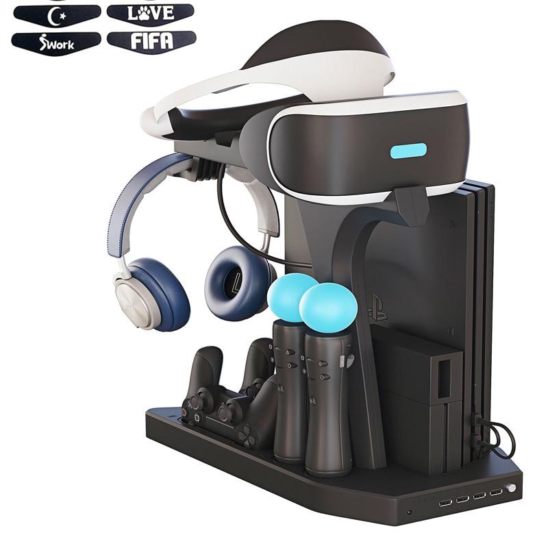 PSVR PS VR Charging Display Stand Showcase,Charge,Base for PS4 VR Playstation 4 Vertical Stand, Fan,P4 Controller Charger Cradle