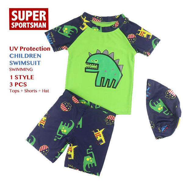 Children Cartoon Dinosaur Swimsuit Baby Kids UV Protection Swimming Bathing Suit Toddler Boys Summer Swimwear Beach Swim Clothes