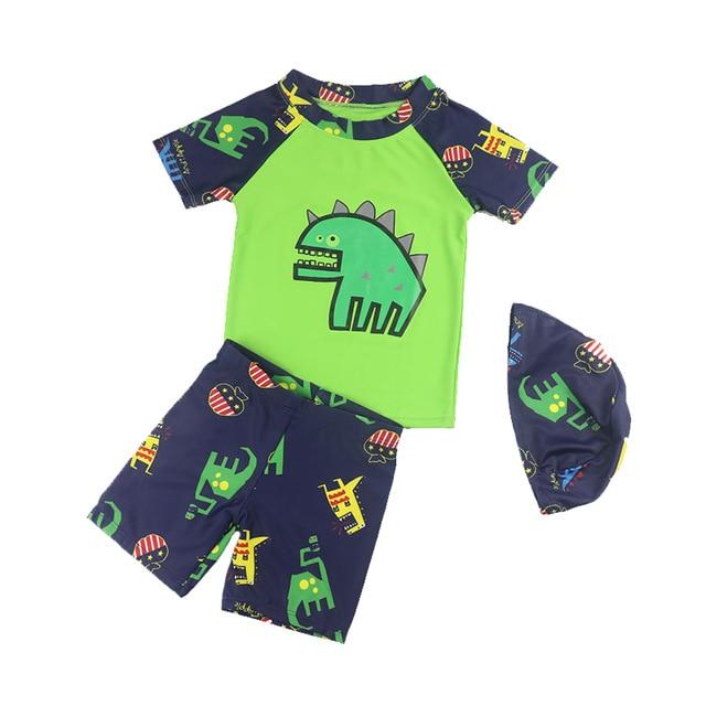 Children Cartoon Dinosaur Swimsuit Baby Kids UV Protection Swimming Bathing Suit Toddler Boys Summer Swimwear Beach Swim Clothes