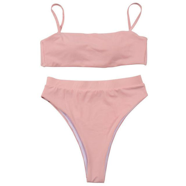High Waist Swimsuit 2018 Sexy Bikini Women Brazilian Pad Swimwear Push Up Bandeau Top Plus Size Bottom Bikini Set Bathing Suits