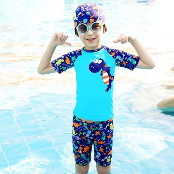 Children Swimming Bathing Suit Cartoon Dinosaur Swimsuit Kids Boy UV Protection Surfing Swimwear Baby Summer Beach Swim Wear Set
