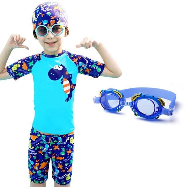 Children Swimming Bathing Suit Cartoon Dinosaur Swimsuit Kids Boy UV Protection Surfing Swimwear Baby Summer Beach Swim Wear Set