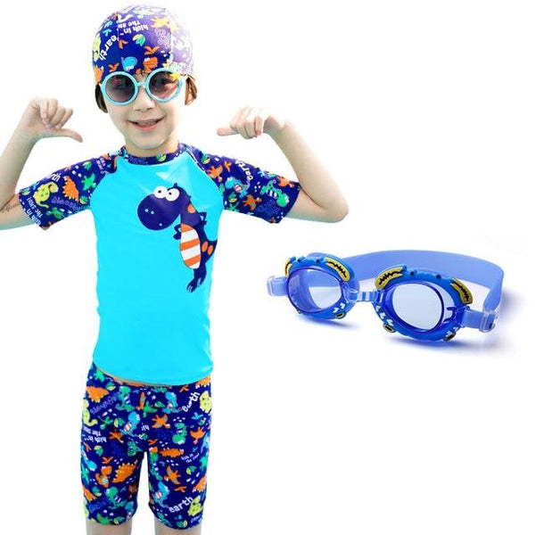 Children Swimming Bathing Suit Cartoon Dinosaur Swimsuit Kids Boy UV Protection Surfing Swimwear Baby Summer Beach Swim Wear Set