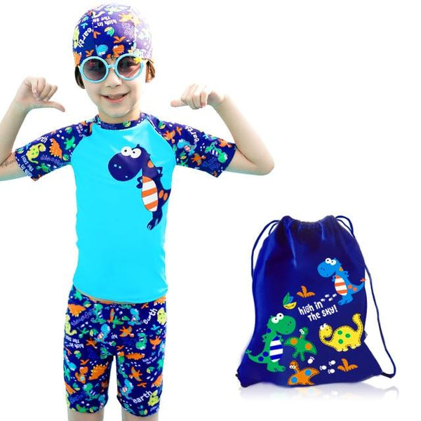 Children Swimming Bathing Suit Cartoon Dinosaur Swimsuit Kids Boy UV Protection Surfing Swimwear Baby Summer Beach Swim Wear Set