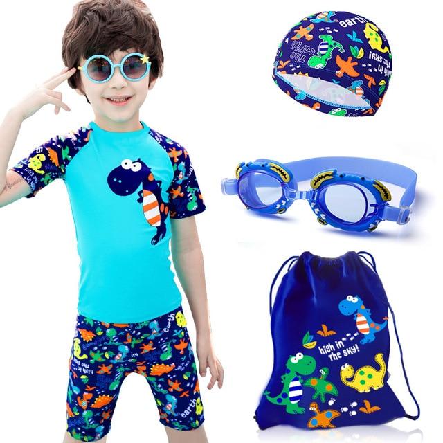 Children Swimming Bathing Suit Cartoon Dinosaur Swimsuit Kids Boy UV Protection Surfing Swimwear Baby Summer Beach Swim Wear Set