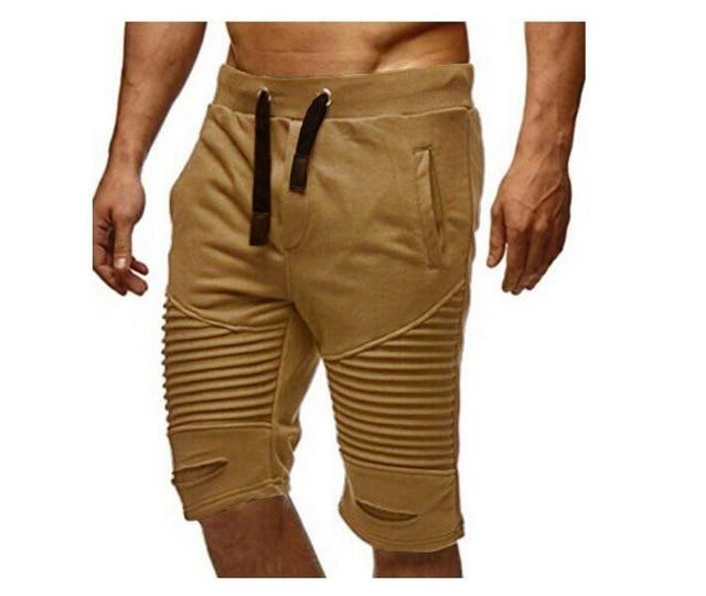 2018 Mens shorts joggers pants Men pleated sweatpants keen length slim short masculino Ripped hip hop short pants streetwear