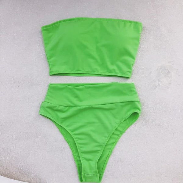 High Waist Swimsuit 2018 Sexy Bikini Women Brazilian Pad Swimwear Push Up Bandeau Top Plus Size Bottom Bikini Set Bathing Suits