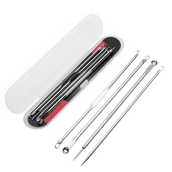 4PCS Blackhead Extractor de cravo Rose Gold Black Dots Cleaner Acne Blemish Remover Needles Set Black Spots Pore Cleanser Tool
