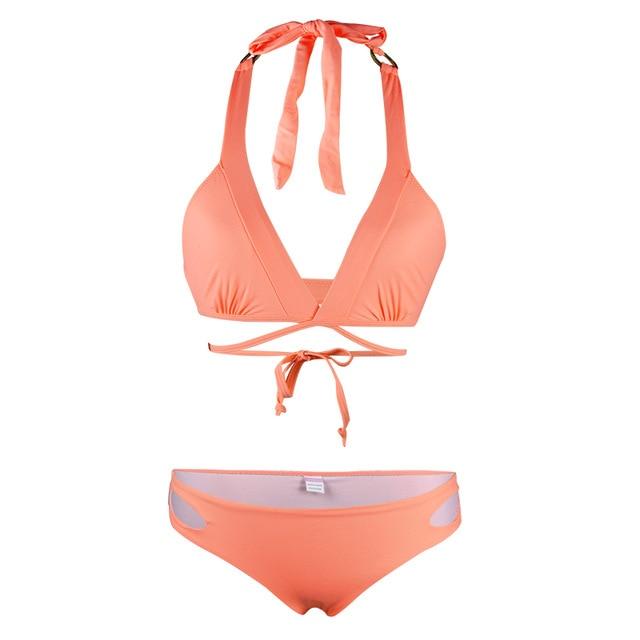 Sexy Crop Halter Bikini Set Women Swimsuit Ethnic Print Slim Swimwear Low Waist Triangle Brazilian Girls Two Piece Bathing Suit