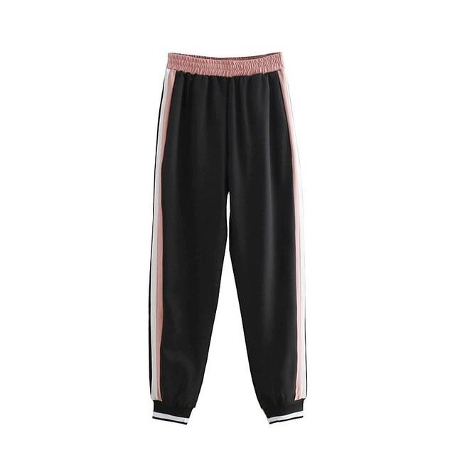 2019 Tracksuit Women Two Piece Set Outfits for Women Slim Color Stitching Jacket Casual Jacket and Jogging Casual Pants Suit