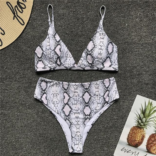Sexy Snake Print Bikini 2019 Female Swimsuit Women Swimwear Thong Push Up Bikinis Set High Waist Swimming Suits for Bathing Suit