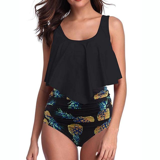 Tankini 2019 Swimming Suit For Women Swimsuit Top Ruffled With High Waisted Bottom Swimwear Two Piece Suits Female Bathing Suit