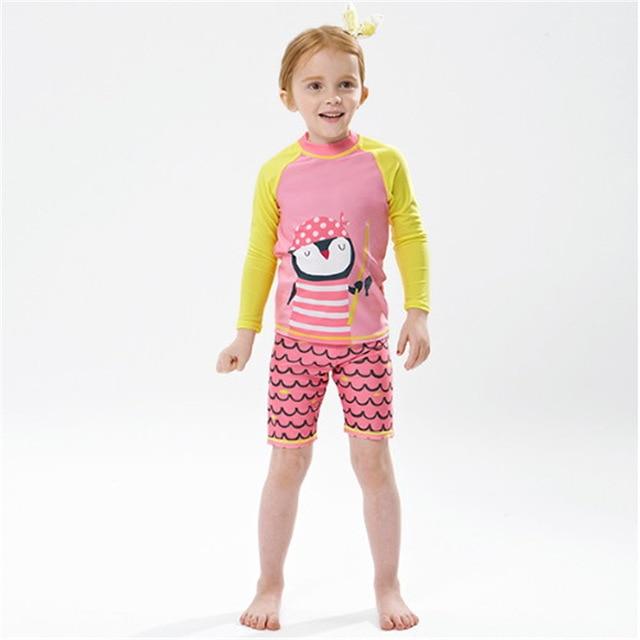 Boys Girls Cartoon Swinsuit Baby Rashguard Kids Surfing Swimwear Children Anti-UV Swim Suit Toddler Swimming Surf Beach Set 2pcs