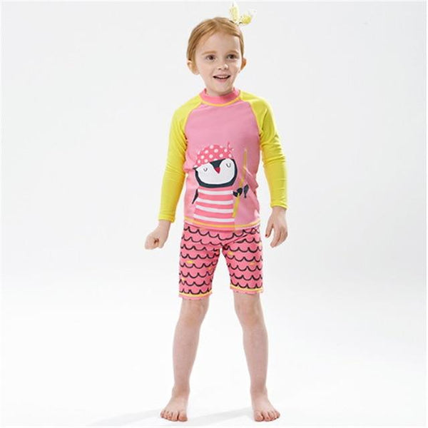 Boys Girls Cartoon Swinsuit Baby Rashguard Kids Surfing Swimwear Children Anti-UV Swim Suit Toddler Swimming Surf Beach Set 2pcs