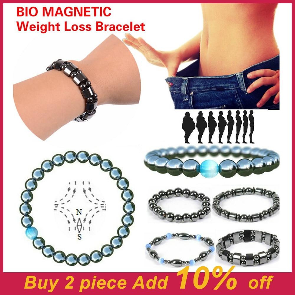 1Pc Magnet Bracelet Slimming Weight Loss Bracelet Slimming Hand Chain Round Hematite Magnetic Stone Therapy Jewelry Health Care