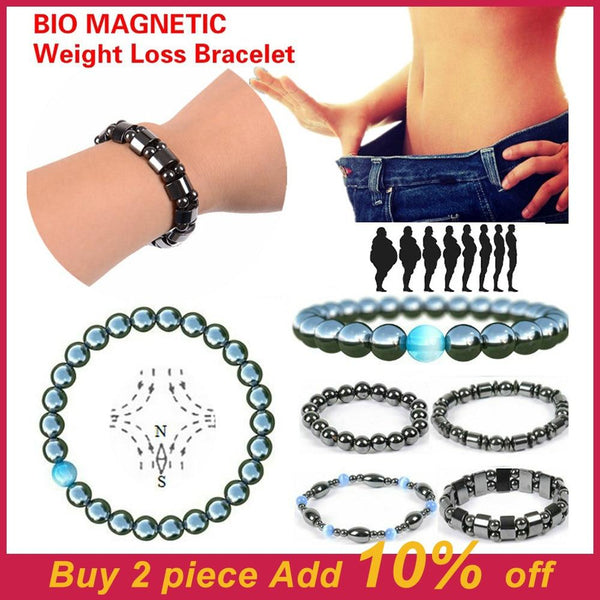 1Pc Magnet Bracelet Slimming Weight Loss Bracelet Slimming Hand Chain Round Hematite Magnetic Stone Therapy Jewelry Health Care