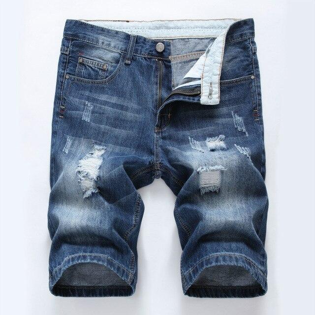 Summer cotton hole denim shorts male ripped jeans retro men jean shorts bermuda skate board harem mens jogger ankle Length