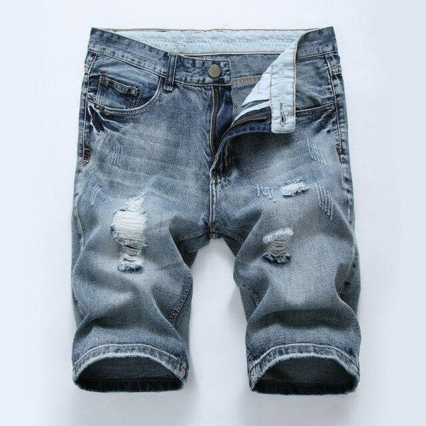 Summer cotton hole denim shorts male ripped jeans retro men jean shorts bermuda skate board harem mens jogger ankle Length