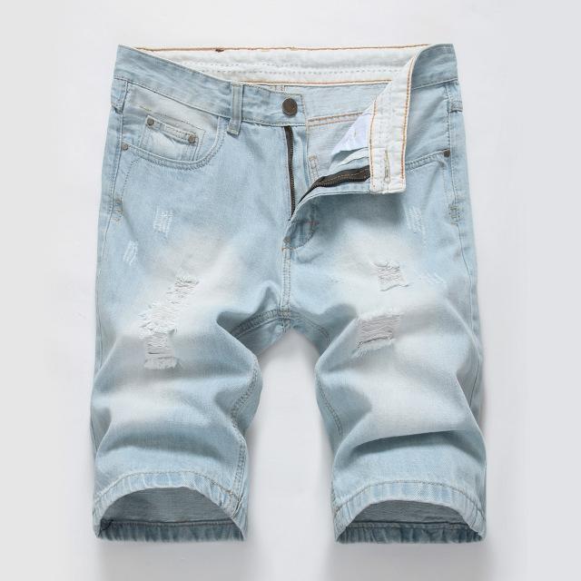Summer cotton hole denim shorts male ripped jeans retro men jean shorts bermuda skate board harem mens jogger ankle Length