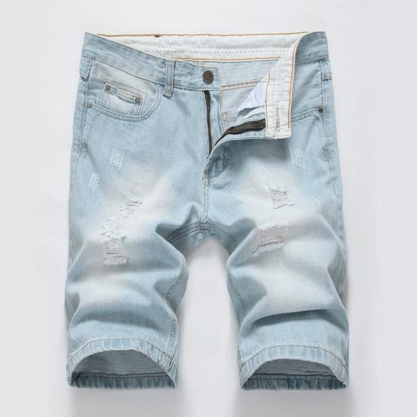 Summer cotton hole denim shorts male ripped jeans retro men jean shorts bermuda skate board harem mens jogger ankle Length