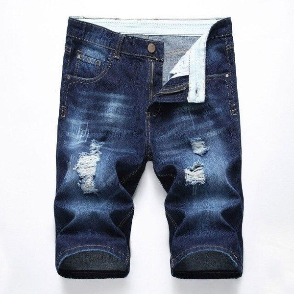 Summer cotton hole denim shorts male ripped jeans retro men jean shorts bermuda skate board harem mens jogger ankle Length