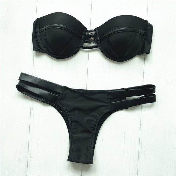 2019 Gold Stamping Women Bikini Set Sexy Padded Women Swimsuit Push Up Bikini Swimwear Summer Beachwear Brazil Bathing Suit