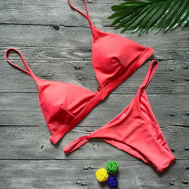 Vertvie Women Sexy Swimsuits 2 Piece Beach Swimming Suits Brazilian Bikini Push Up Bikini Sets Female Solid Sexy Swimwear