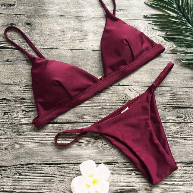 Vertvie Women Sexy Swimsuits 2 Piece Beach Swimming Suits Brazilian Bikini Push Up Bikini Sets Female Solid Sexy Swimwear